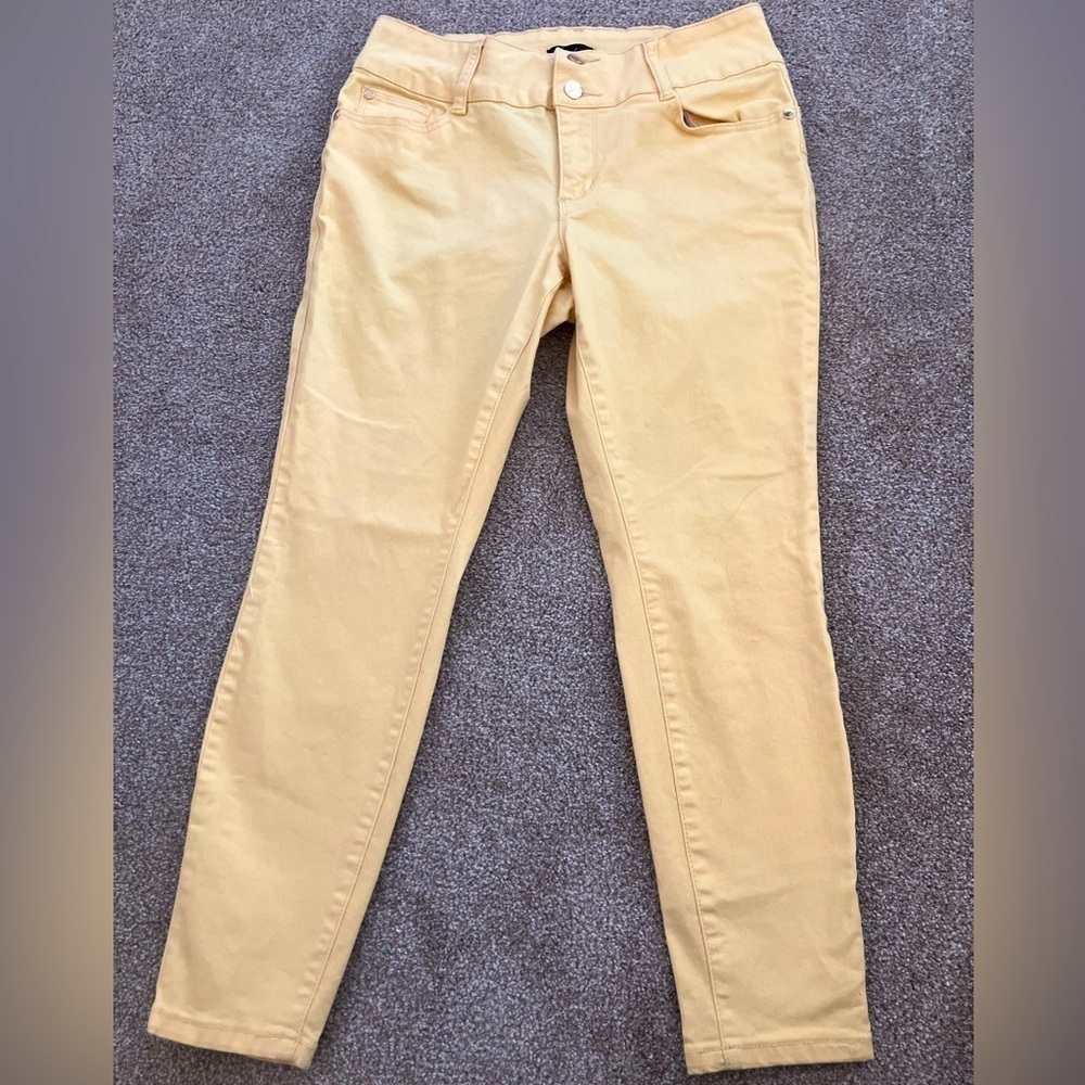 Thalia Sodi Gold/Yellow Double Button Cotton Skinny Ankle Jeans Colorful Size 6